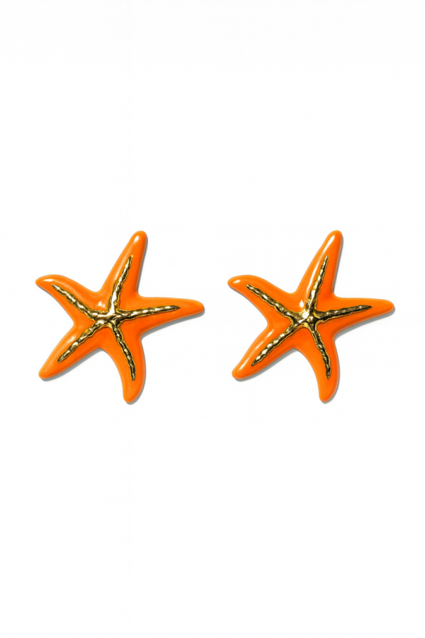 Orange starfish earring