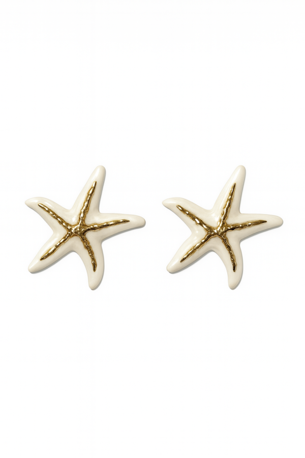 White Starfish Earrings