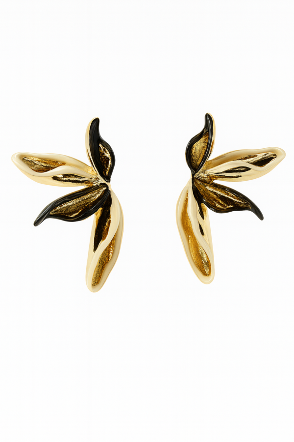 Black Gold Leaf Earrings