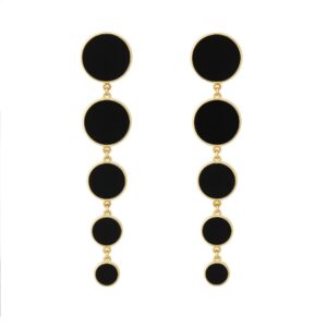 Layered Black Disc Earrings