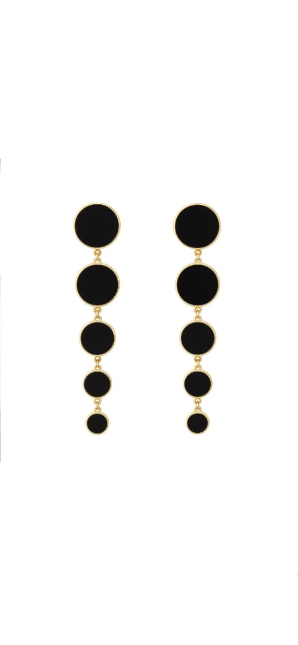 Layered Black Disc Earrings