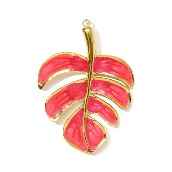 Tropical pink Leaf Necklace