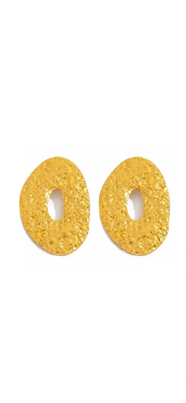 Oval Gold Textured Earrings