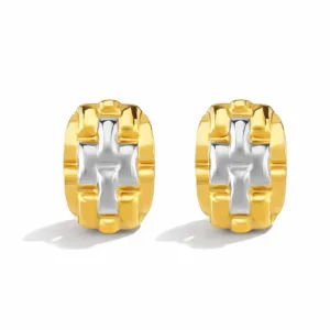Two-Tone Cross Earrings