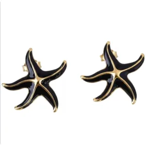 Black Starfish Earrings