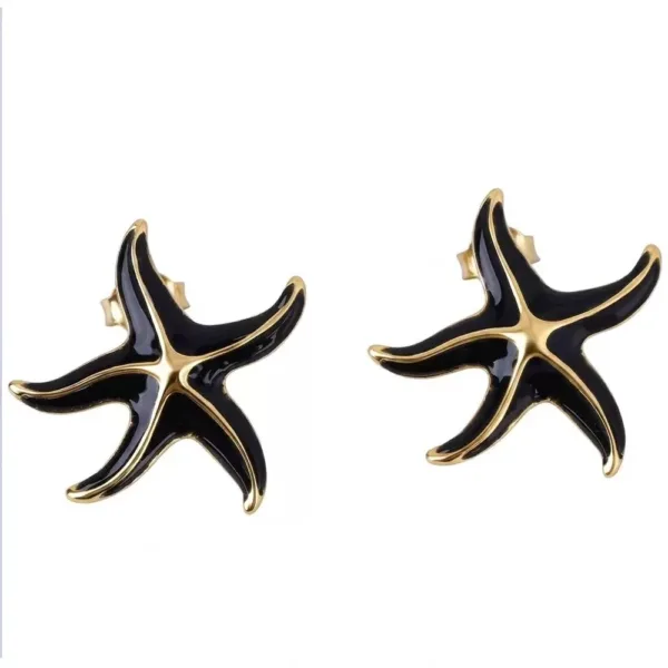 Black Starfish Earrings