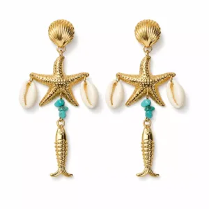 Starfish Fish Charm Earrings