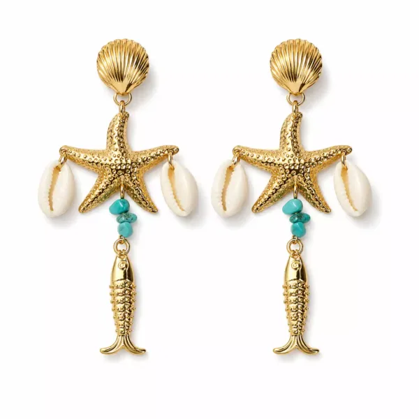 Starfish Fish Charm Earrings