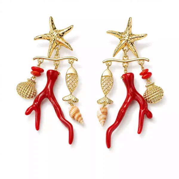 Starfish Coral Charm Earrings