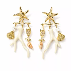 Starfish & Shell Charm Earrings