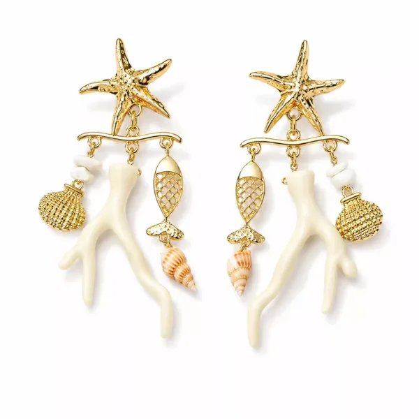 Starfish & Shell Charm Earrings